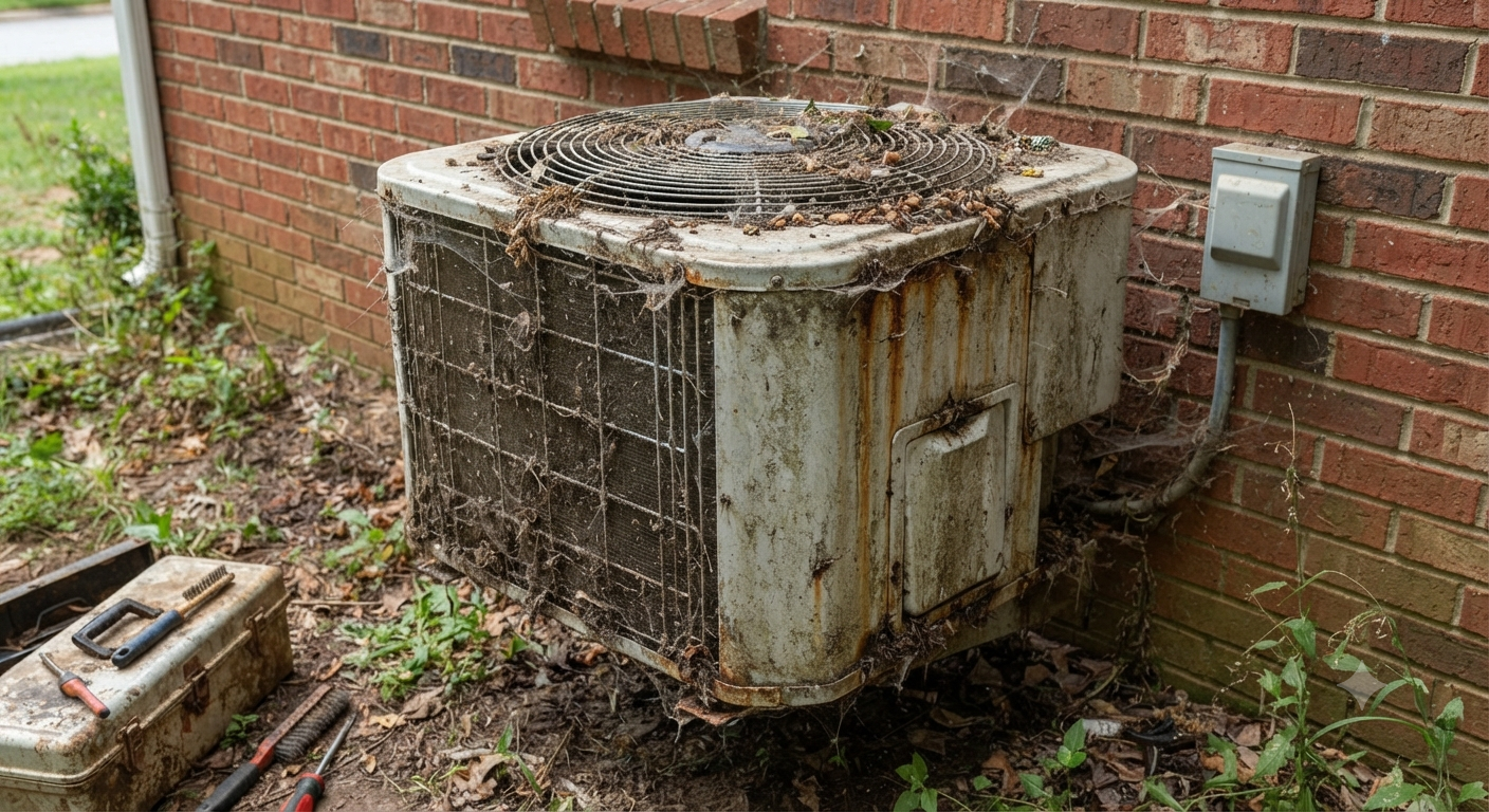 AC unit before professional cleaning