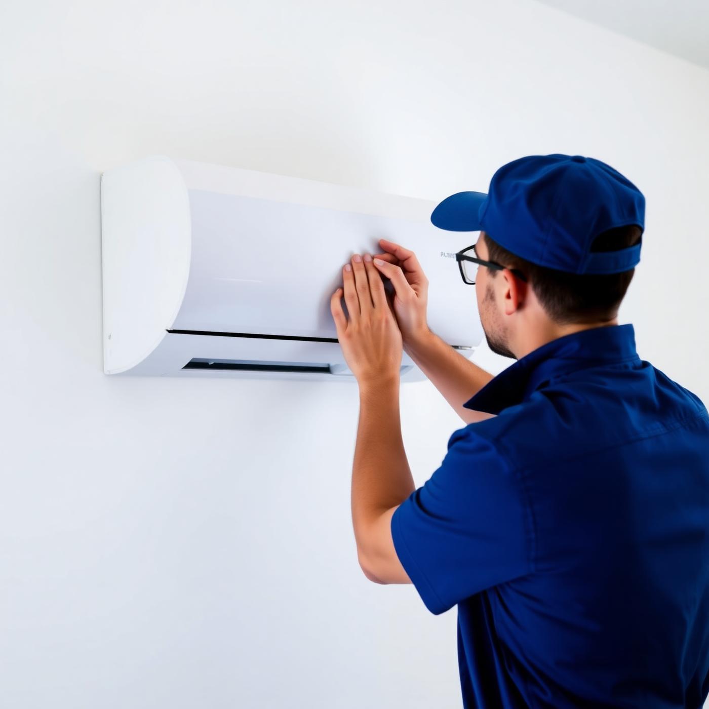 Professional AC technician repairing a split air conditioning unit in Sharjah